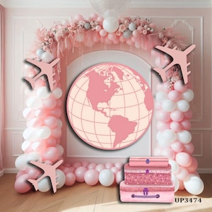 Party Panel decor, UV printed, coroplast cutouts party decorations: Travel Party Decorations, Passport cutouts, airplane travel Party Props