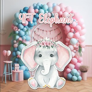 Yard cards decor, Lawn Decor, UV printed, coroplast cutouts party decorations:Cute Pink elephant party cutout, Blue elephant Party Props