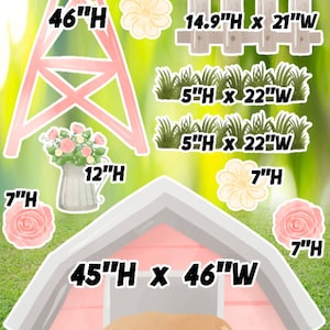 Yard cards decor, Lawn Decor, UV printed, coroplast cutouts party decorations: Farm Theme, Pink Barn Set up Yard Signs.