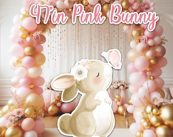 Yard cards decor, Lawn Decor, UV printed, coroplast cutouts party decorations: 4FT Bunny party cutout, Pink Bunny Party Props