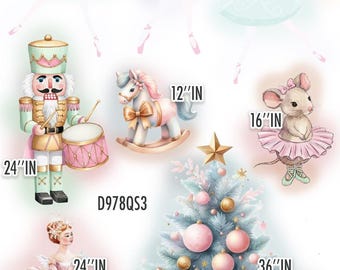 Yard cards decor, Lawn Decor, UV printed, coroplast cutouts party decorations: Christmas, Pink Christmas Party prop decor