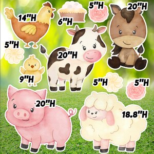 Yard cards decor, Lawn Decor, UV printed, coroplast cutouts party decorations: Cute Farm Animals Yard Signs.