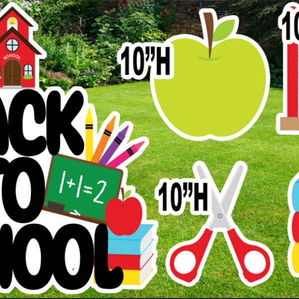 Yard cards decor, Lawn Decor, UV printed, coroplast cutouts party decorations:Back to school Sign