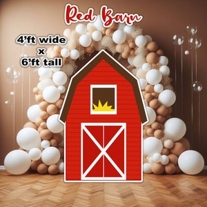 Yard cards decor, Lawn Decor, UV printed, coroplast cutouts party decorations; 6ft Red Barn Party Cutouts, Party Decor