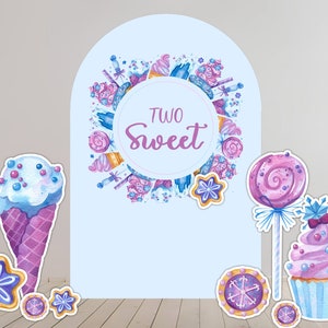 Yard cards decor, Lawn Decor, UV printed, coroplast cutouts party decorations: 6FT Two Sweet, Sweets Theme Backdrop Panel