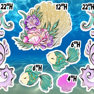 Yard cards decor, Lawn Decor, UV printed, coroplast cutouts party decorations: Little Mermaid, Under the Sea, Sea Shells Party Theme