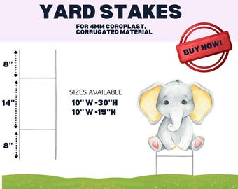 ADD-ON Yard stake for signs , Cutout yard stake, Stakes for party cutouts. ADD on Yard stakes for 4mm coroplast signs