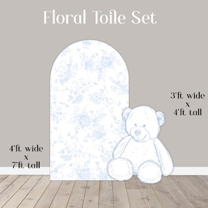 Backdrop Panel Sketch Bear,  Party Decor, UV printed, coroplast cutout party decorations: Blue Toile Animals, Blue Toile Floral Party Props