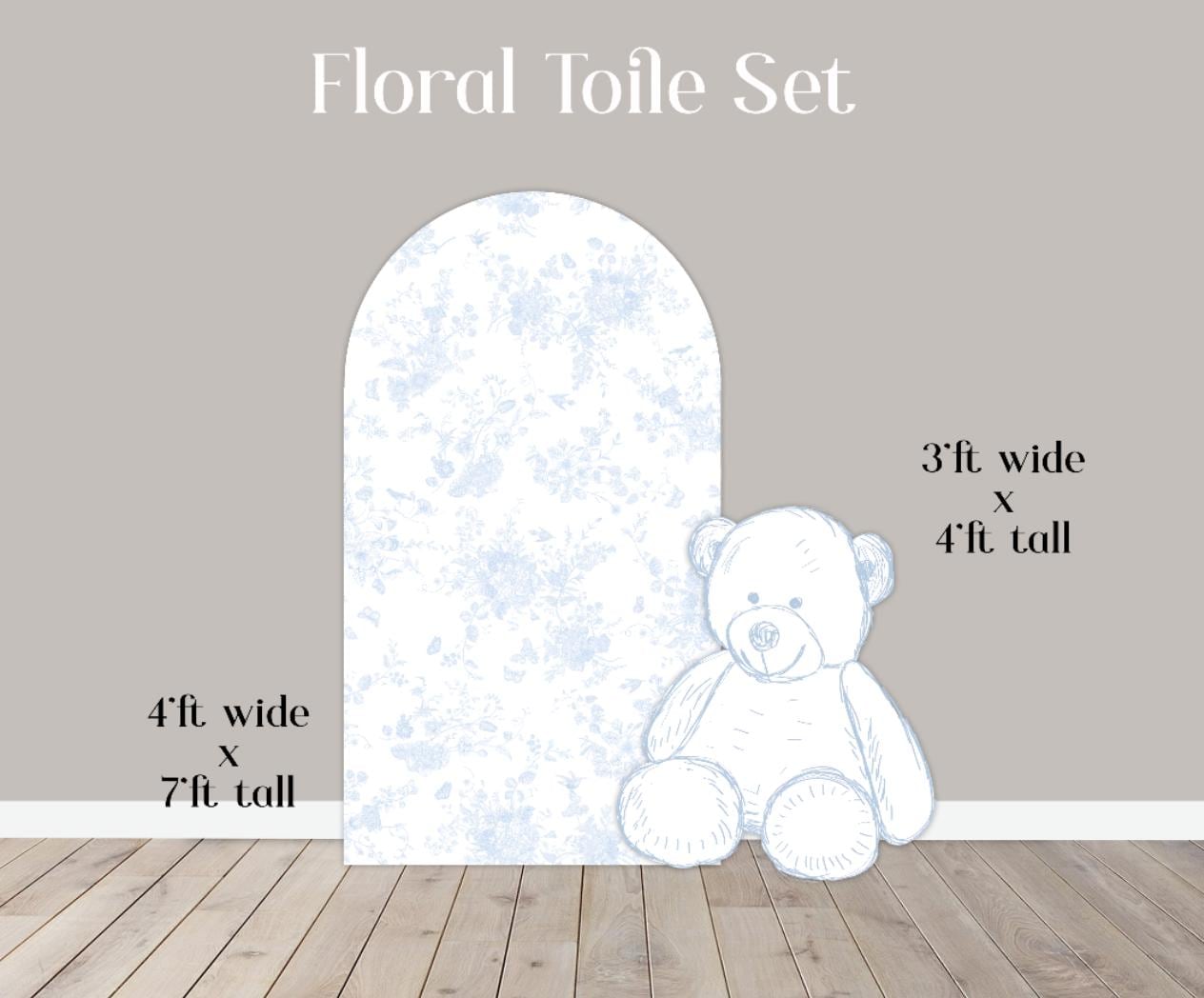 Backdrop Panel Sketch Bear,  Party Decor, UV printed, coroplast cutout party decorations: Blue Toile Animals, Blue Toile Floral Party Props