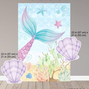 Party prop decor, Party Decor, UV printed, coroplast cutout party decoration: Mermaid Party Prop Mermaid Backdrop panel, Mermaid theme decor