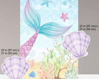 Party prop decor, Party Decor, UV printed, coroplast cutout party decoration: Mermaid Party Prop Mermaid Backdrop panel, Mermaid theme decor
