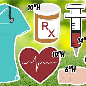 Yard cards decor, Lawn Decor, UV printed, coroplast cutouts party decorations: Nurse, Doctor Set.