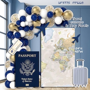 Party Panel decor, UV printed, coroplast cutouts party decorations: Travel Party Decorations, Passport cutouts, airplane travel SQUARE