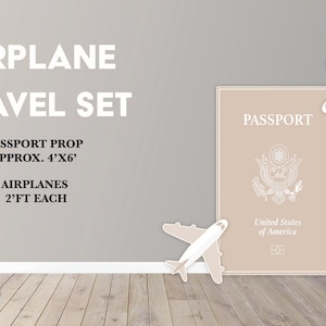 Party Panel decor, UV printed, coroplast cutouts party decorations: Travel Party Decorations, Passport cutouts, airplane travel Party Props
