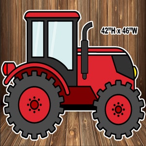 Yard cards decor, Lawn Decor, UV printed, coroplast cutouts party decorations: 4FT Red Tractor Yard Sign, Party Cutout.