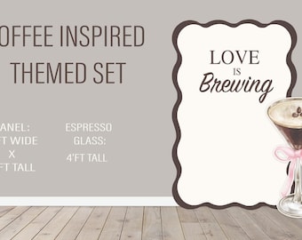 Espresso martini, Backdrop, Party Decor, UV printed, bridal and wedding, Love is brewing theme, coffee theme, espresso party theme decor