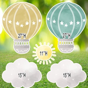 Yard cards decor, Lawn Decor, UV printed, coroplast cutouts party decorations: Air Balloon Party Theme Yard Cards