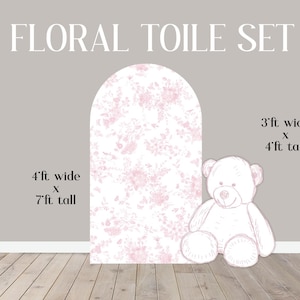 Backdrop Panel Sketch Bear, Party Decor, UV printed, coroplast cutout party decorations: Pink Toile Animals, Pink Toile Floral Party Props