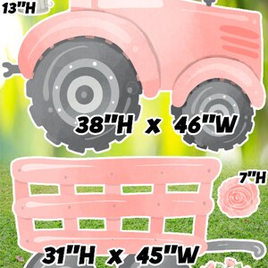 Yard cards decor, Lawn Decor, UV printed, coroplast cutouts party decorations: Farm Theme, Pink Tractor Set Yard Signs.