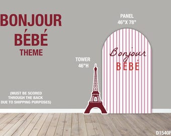 Party prop decor, Party Decor, UV printed, coroplast cutout party decoration: Bonjour bebe Theme, Paris themed party, Paris baby Shower