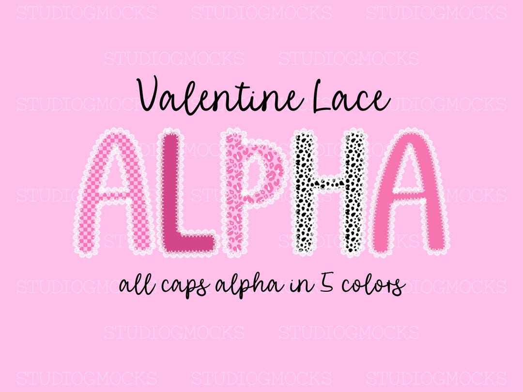 Preppy Valentines Alpha Set, Lace Alphabet Lettering Set, Pink Trendy ...