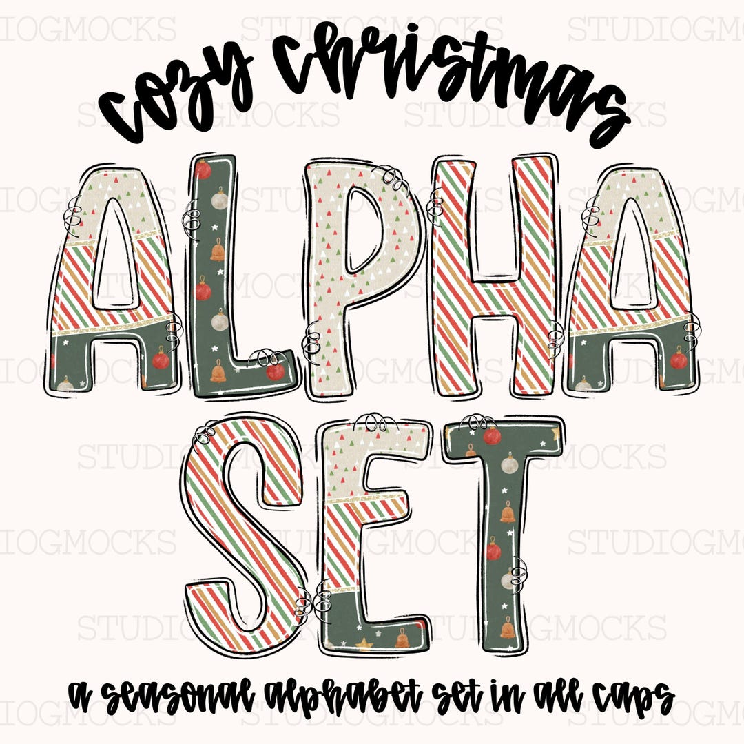 Christmas Alpha Set, Preppy Christmas Alphabet Set, Alpha Lettering Set ...
