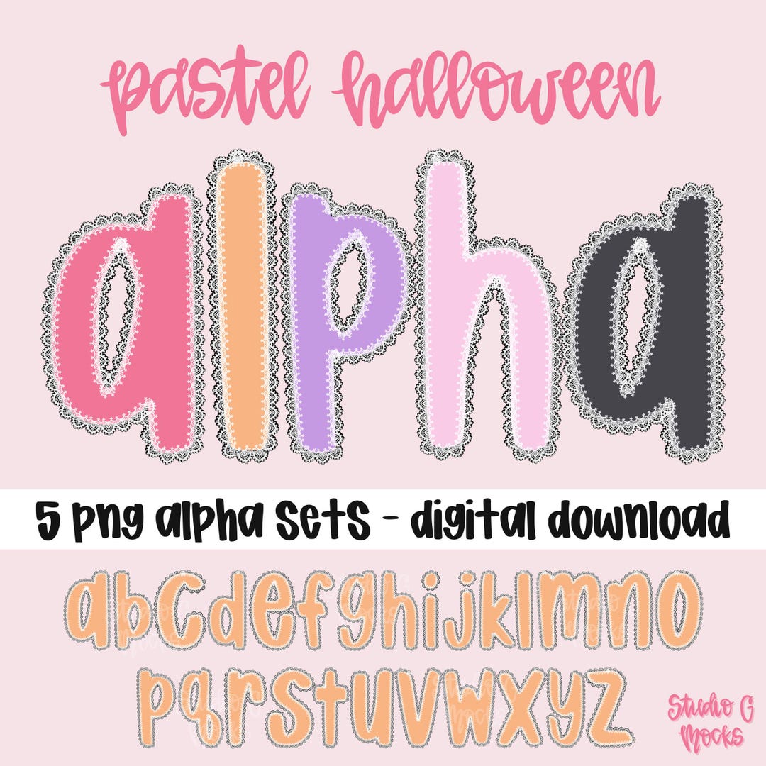 Pastel Lace Alpha, Fall Halloween Alpha, Pink Halloween Lace Alphabet ...