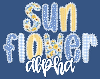 Blue Coquette Alpha, Sunflower Alpha Set, Spring Alpha PNG, Floral Alpha Digital Downloads (Sunflower Lace 25-002)