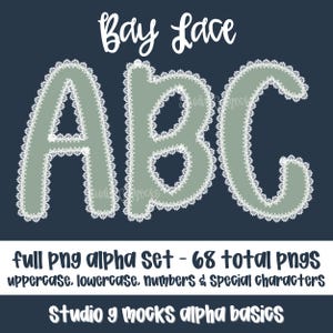 Alfabeto de encaje, alfabeto de encaje verde salvia, letras ABC de encaje azul bahía, juego básico de letras para profesores (25-2005)