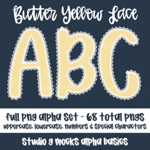 Alfabeto de encaje, Alfabeto de encaje de mantequilla, Letras ABC de encaje amarillo, Letras básicas para profesores (25-2006)