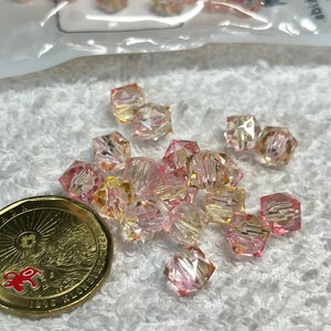 mixed lot set of pink and yellow bi colored cuboid beads, bracelet or necklace making beads, jewellery diy, plastic