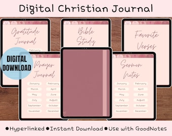 Diário cristão digital para Goodnotes | Oração, sermão, gratidão, estudo bíblico (download digital)