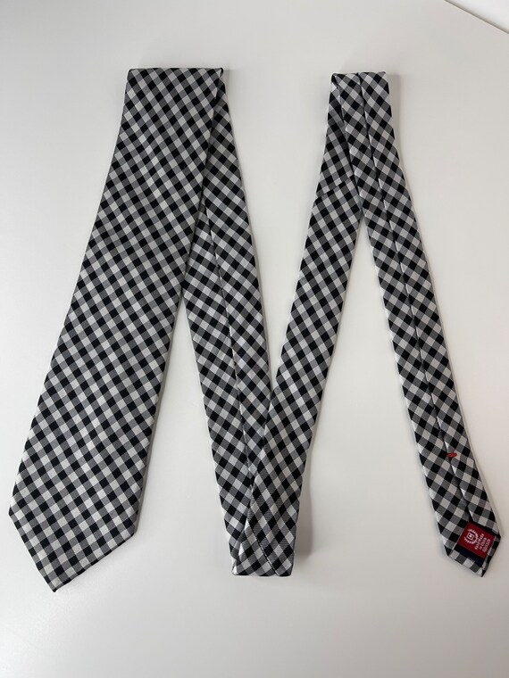 Chaps Black and White Checkered necktie - 100% Si… - image 3