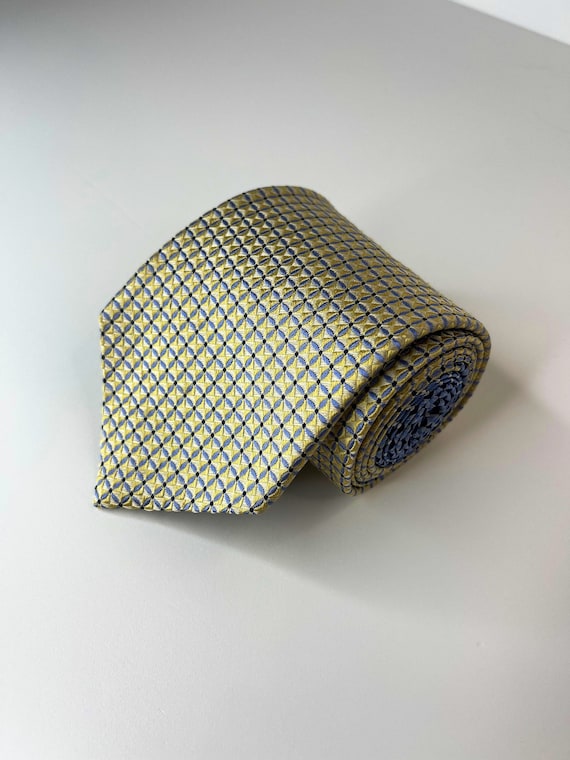 Vintage Tommy Hilfiger - White Gold and Blue tie -