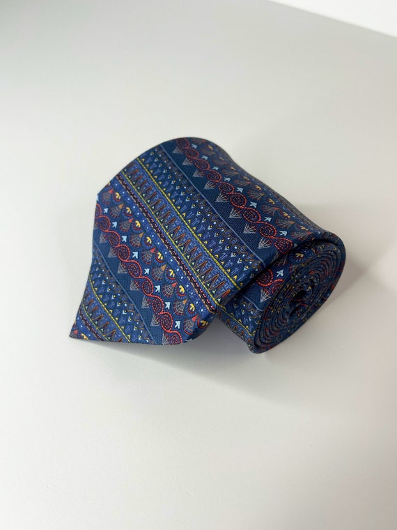 Vintage Hermes 7721 - Blue and Red tie - 100% Silk