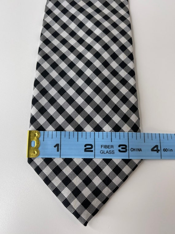 Chaps Black and White Checkered necktie - 100% Si… - image 9