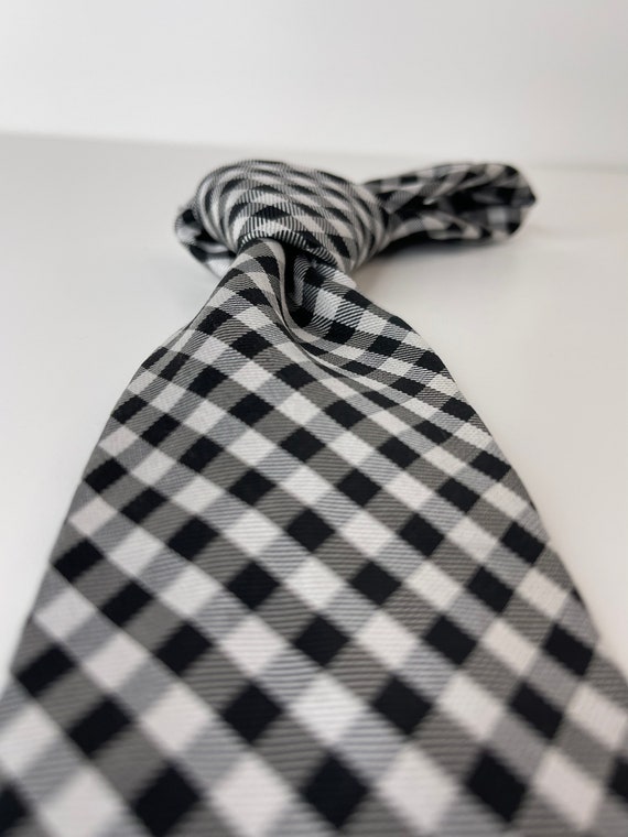 Chaps Black and White Checkered necktie - 100% Si… - image 8
