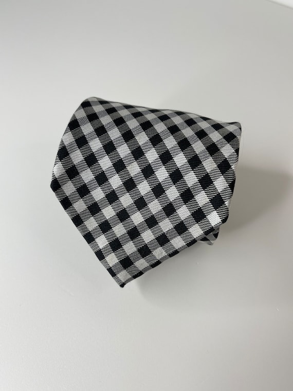 Chaps Black and White Checkered necktie - 100% Si… - image 2