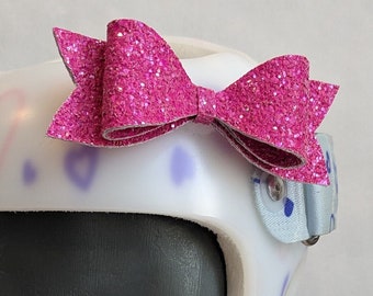 Bright Pink Sparkle Helmet Bow, Cranial Band Bow