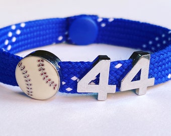 Baseball Lace Bracelet with jersey number & charm