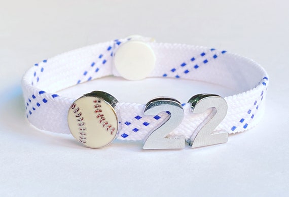 Baseball Lace Bracelet With Jersey Number Charm Etsy