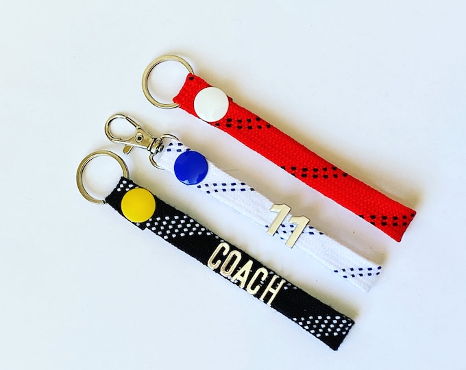 Hockey Skate Lace Keychain / Bag Clip