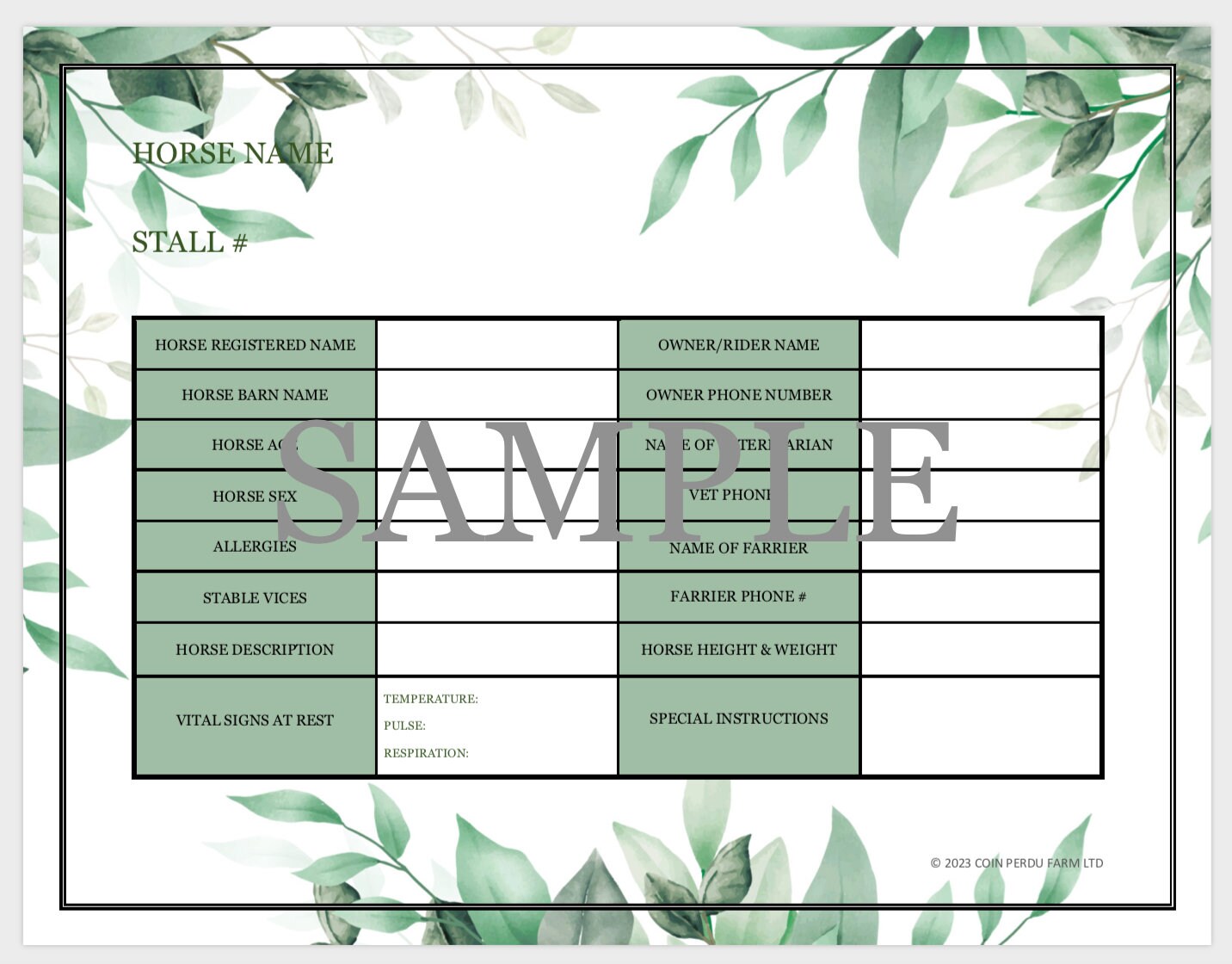 Personalized Horse Stall Card Etsy