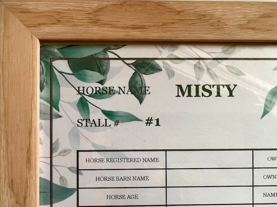 Personalized Horse Stall Card Etsy