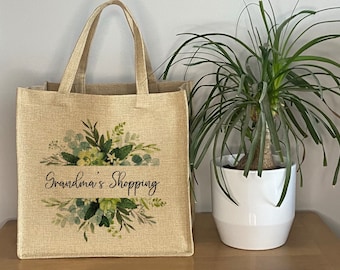 Personalised Tote Bag, Mother’s Day Gift, Linen Jute Tote Bag For Mum, Personalised Grandma Shopping Bag, Nanny Book Bag Birthday Gift