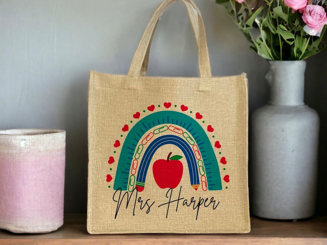Personalised Teacher Tote Bag Custom Teacher Lunch Bag Etsy
