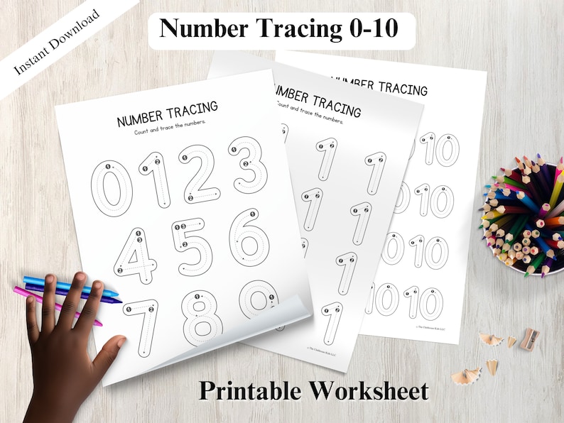 Number Tracing Worksheets 0 10 Instant Download PDF File