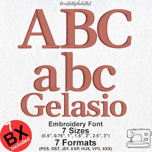 Mini Satin Stitch Embroidery Font: 7 Sizes & Formats (Digital Download)