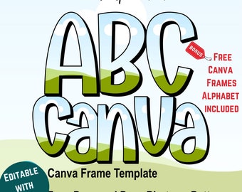 Canva Frame Alphabet,  Editable template, Canva frame Retro letters and Numbers, Fill Your Own Drag & Drop Templates, Commercial Use