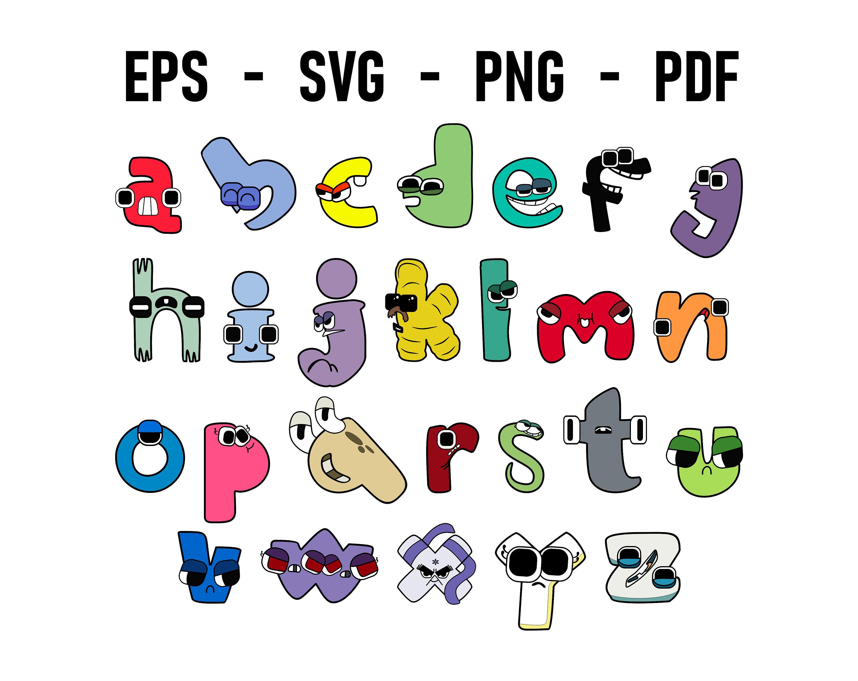 Complete Alphabet Lore Bundle Uppercase Lowercase & Number EPS SVG